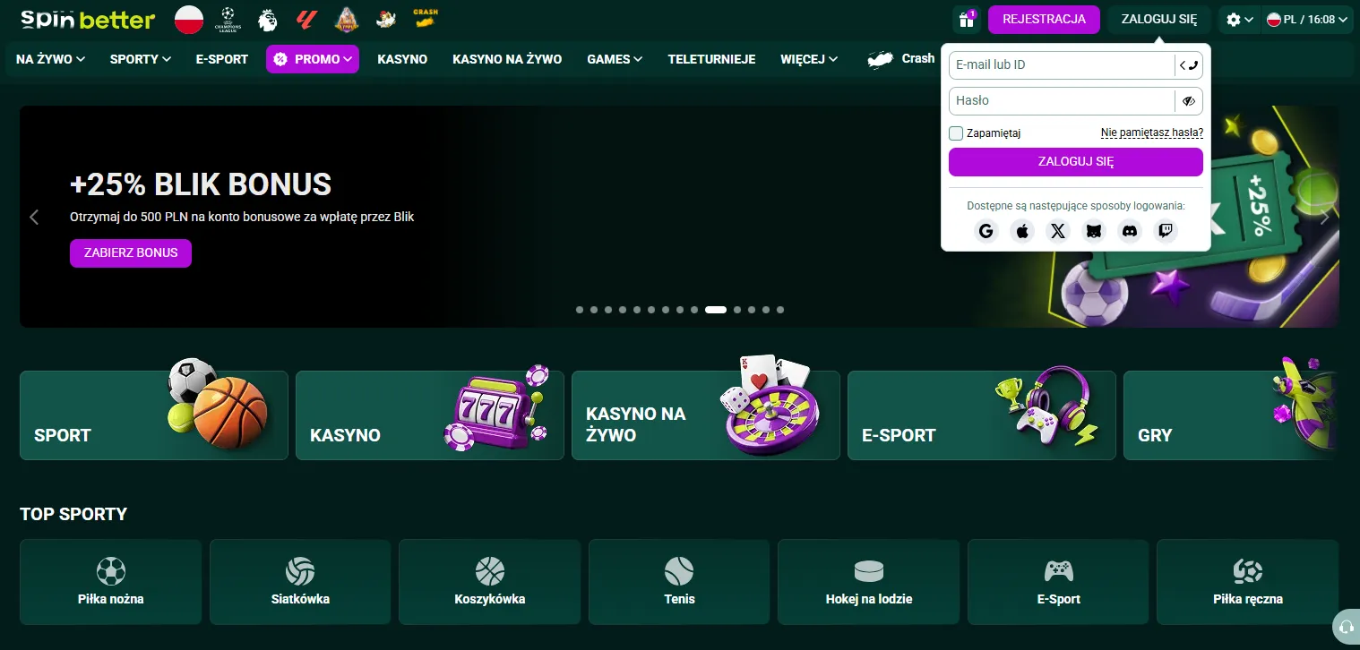 Spinbetter logowanie i rejestracja kasyno online