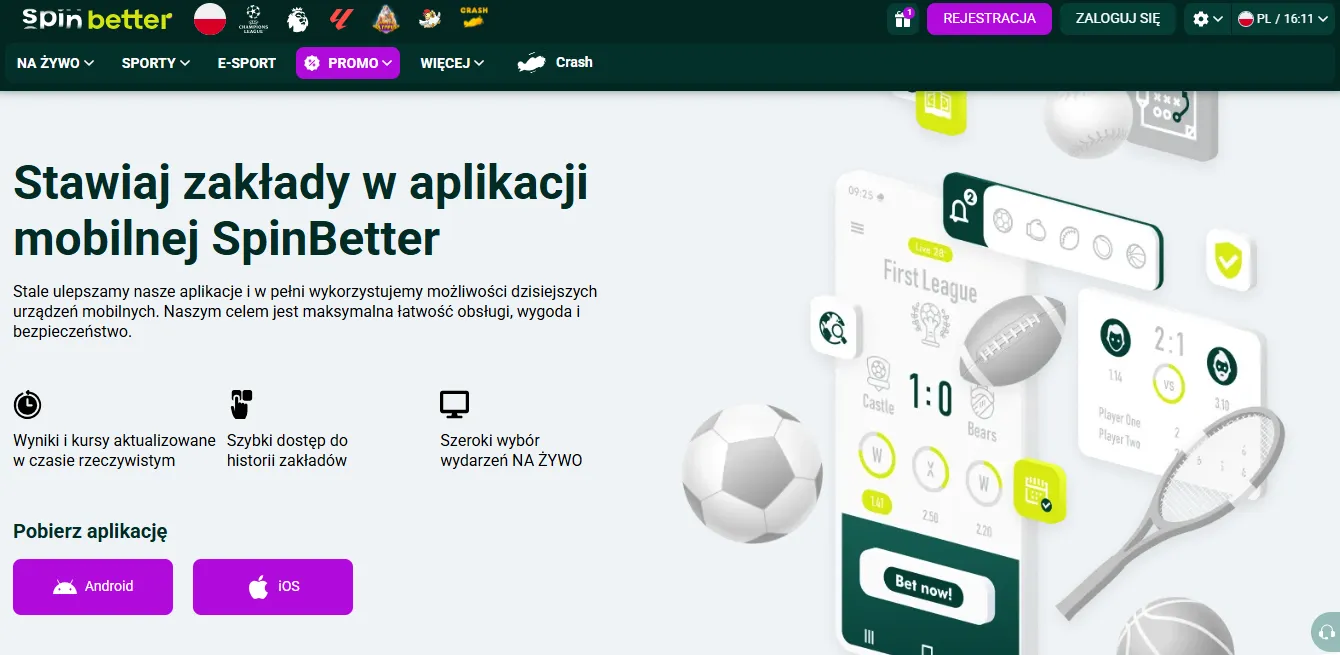 Spinbetter aplikacja mobilna Android iOS